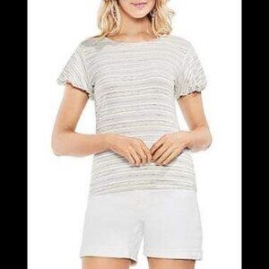NWOT Vince Camuto Melange Striped Bubble Sleeve Tee XS